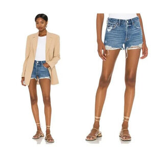 NWT GRLFRND Helena Cut Off Denim Shorts High Rise Cotton Women's Blue Size 29